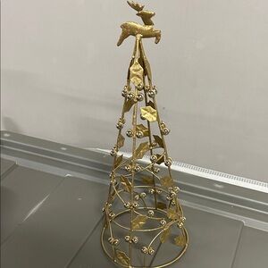 Gold Reindeer Tree Sculpture